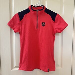 Decathlon Fouganza Kids' Horse Riding Short-Sleeved Zip Polo Shirt 500 Size 14